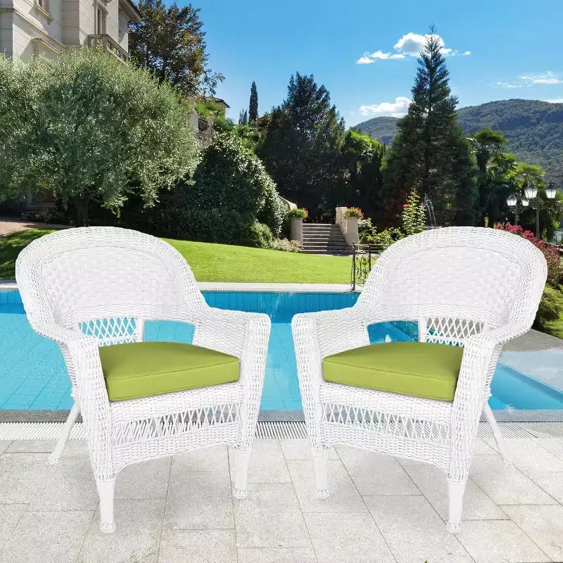 Lot de 2 chaises HomeStock Zen Zone, en résine tressée durable, résistantes aux intempéries avec coussins