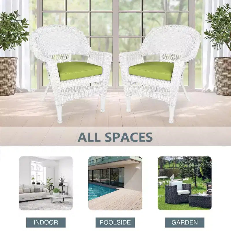Lot de 2 chaises HomeStock Zen Zone, en résine tressée durable, résistantes aux intempéries avec coussins