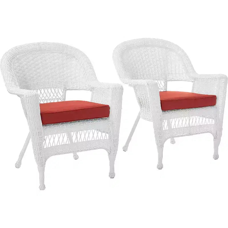 Lot de 2 chaises HomeStock Zen Zone, en résine tressée durable, résistantes aux intempéries avec coussins