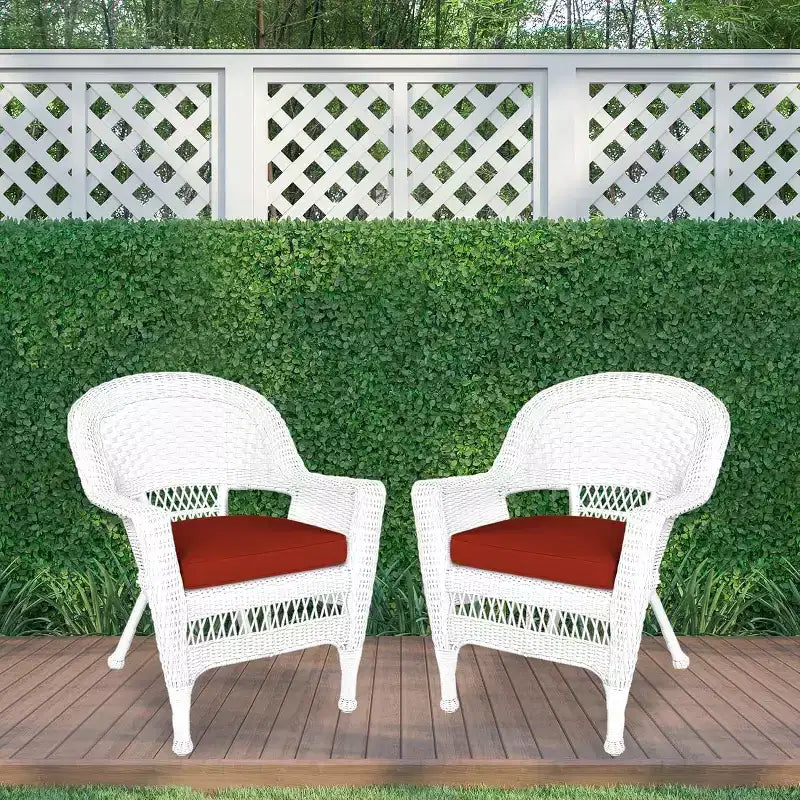 Lot de 2 chaises HomeStock Zen Zone, en résine tressée durable, résistantes aux intempéries avec coussins