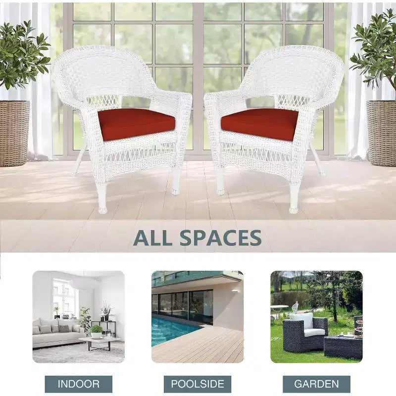 Lot de 2 chaises HomeStock Zen Zone, en résine tressée durable, résistantes aux intempéries avec coussins