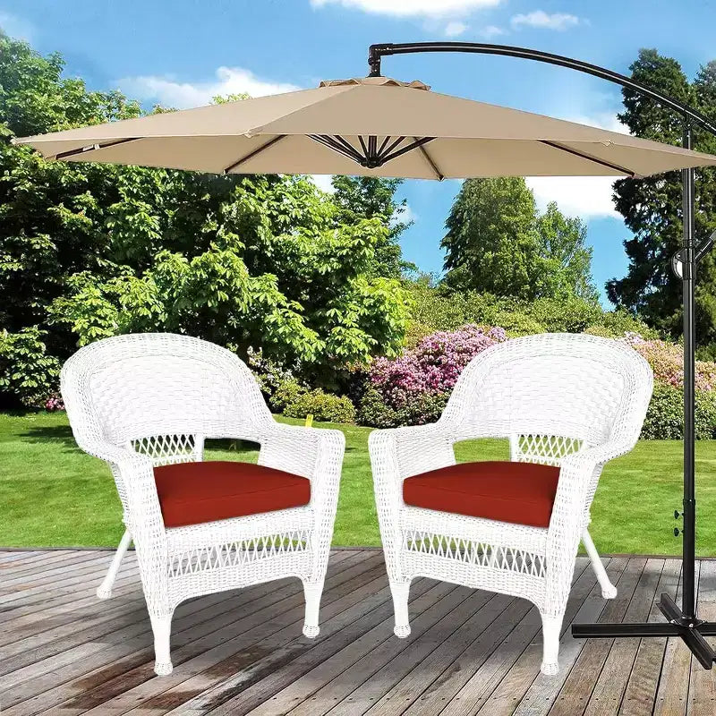 Lot de 2 chaises HomeStock Zen Zone, en résine tressée durable, résistantes aux intempéries avec coussins