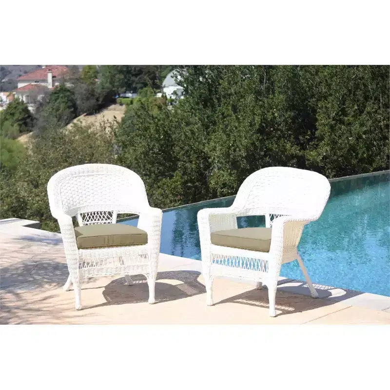 Lot de 2 chaises HomeStock Zen Zone, en résine tressée durable, résistantes aux intempéries avec coussins
