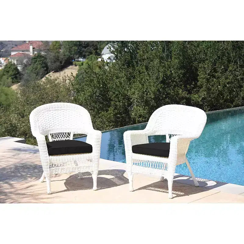Lot de 2 chaises HomeStock Zen Zone, en résine tressée durable, résistantes aux intempéries avec coussins