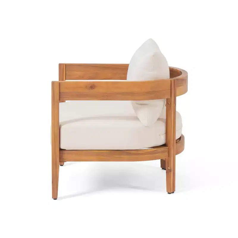 Christopher Knight Home Brooklyn Fauteuil de club d'extérieur en bois d'acacia avec coussins (Lot de 2), Teck/Beige