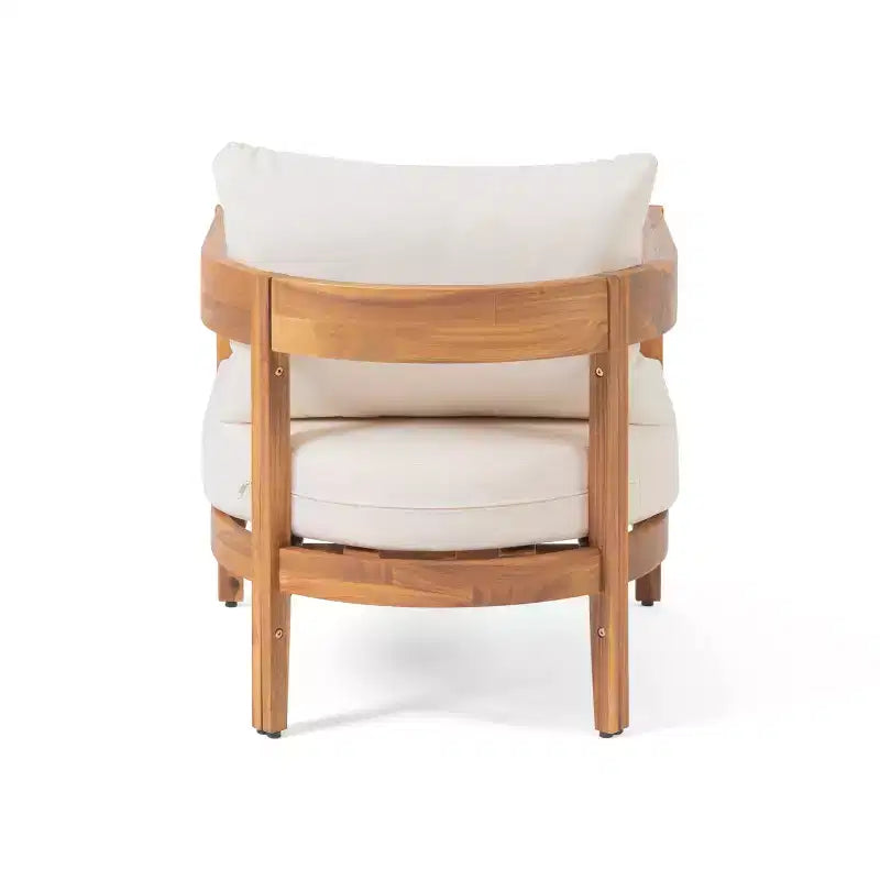 Christopher Knight Home Brooklyn Fauteuil de club d'extérieur en bois d'acacia avec coussins (Lot de 2), Teck/Beige