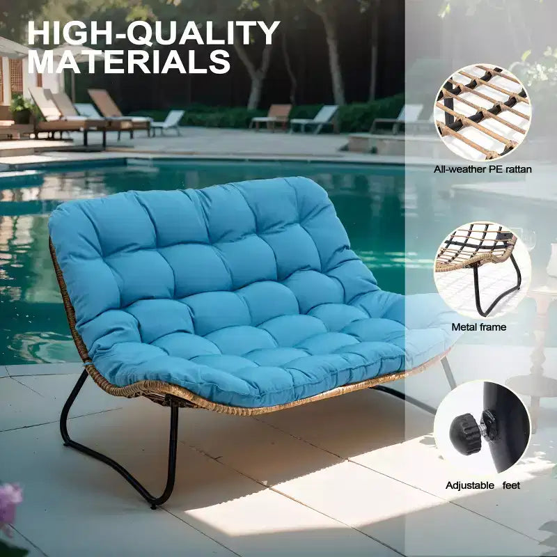 Crestlive Products - Canapé deux places de patio extérieur en rotin tout temps avec coussins moelleux pour balcon et piscine
