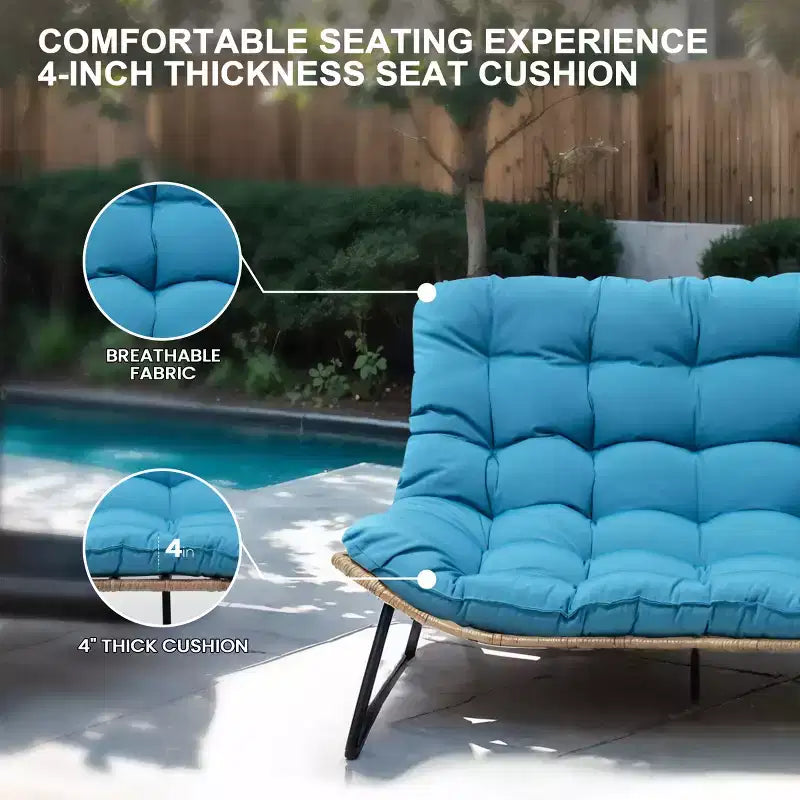 Crestlive Products - Canapé deux places de patio extérieur en rotin tout temps avec coussins moelleux pour balcon et piscine