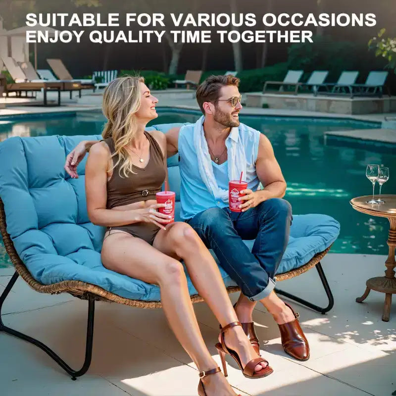 Crestlive Products - Canapé deux places de patio extérieur en rotin tout temps avec coussins moelleux pour balcon et piscine