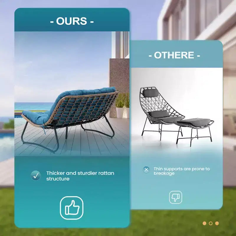 Crestlive Products - Canapé deux places de patio extérieur en rotin tout temps avec coussins moelleux pour balcon et piscine