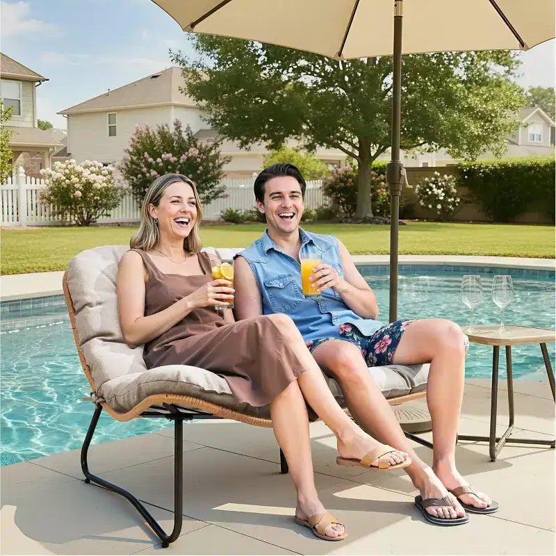 Crestlive Products - Canapé deux places de patio extérieur en rotin tout temps avec coussins moelleux pour balcon et piscine