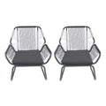 Christopher Knight Home Idaho Outdoor Rope and Steel Club Chairs with Cushion (Set of 2), Gray/White