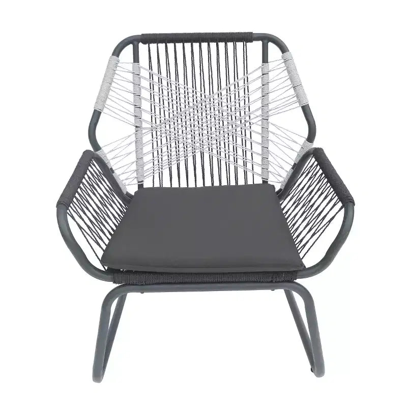 Christopher Knight Home Idaho - Fauteuils club d'extérieur en corde et acier avec coussin (lot de 2), gris/blanc