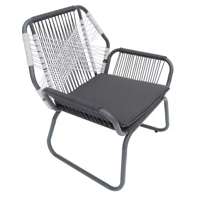 Christopher Knight Home Idaho - Fauteuils club d'extérieur en corde et acier avec coussin (lot de 2), gris/blanc