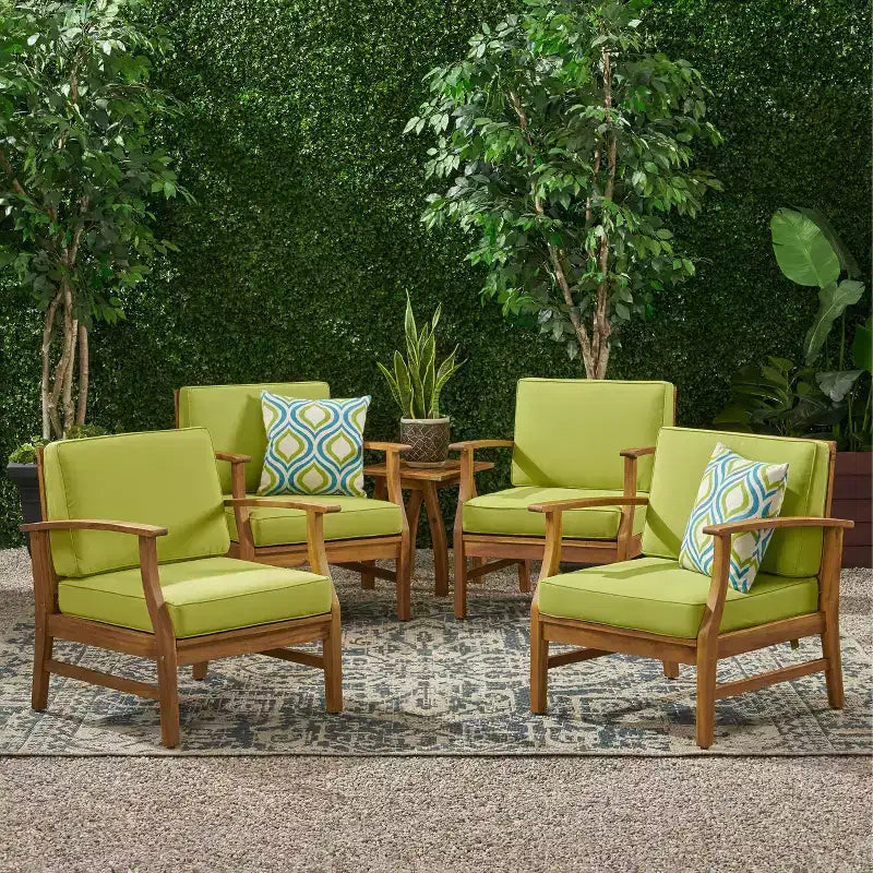 GDFStudio Abena Fauteuils de jardin en bois d'acacia avec coussins (lot de 4)