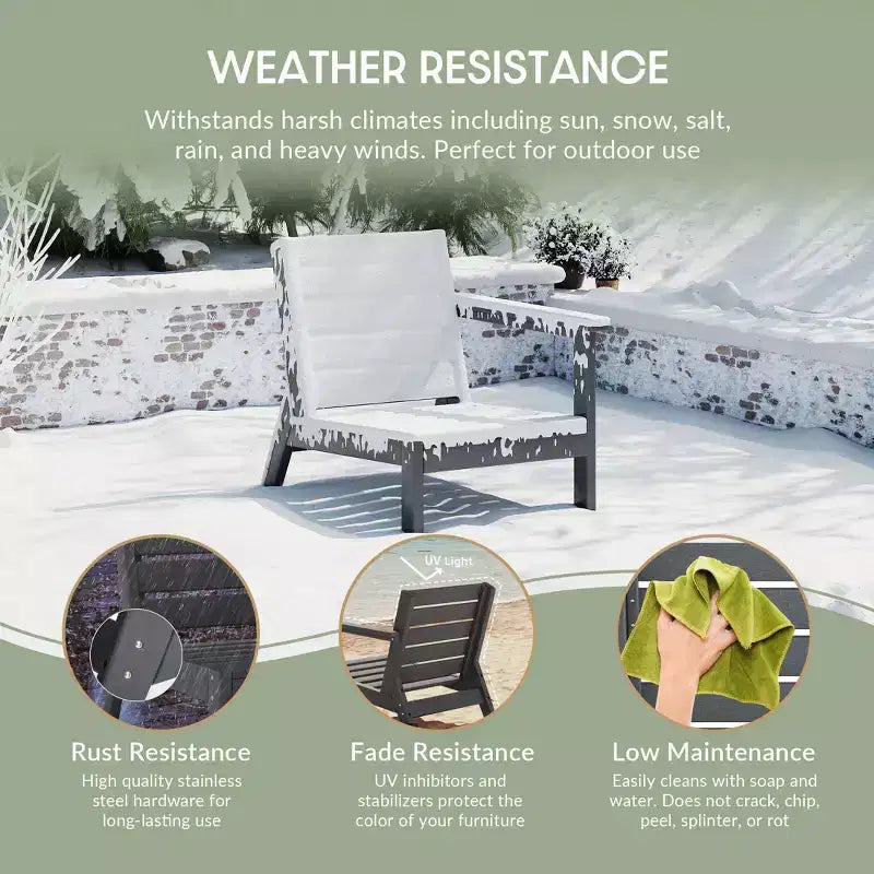 WestinTrends Avalon Fauteuil d'angle d'extérieur en PEHD, accoudoir à droite, avec coussins profonds