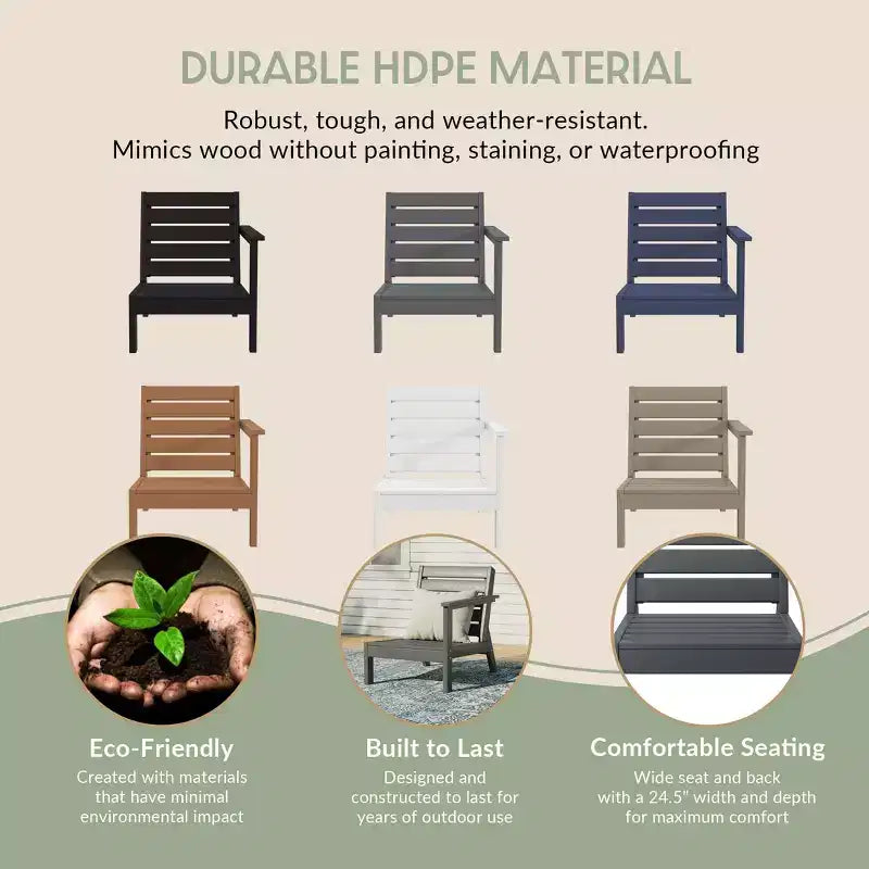 WestinTrends Avalon Fauteuil d'angle d'extérieur en PEHD, accoudoir à droite, avec coussins profonds