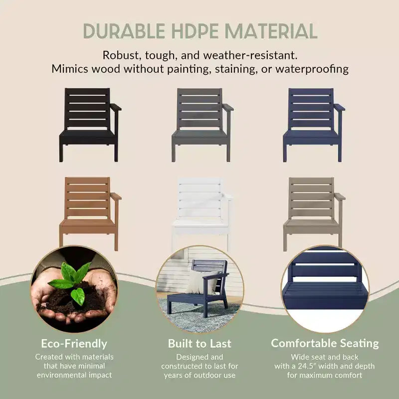 WestinTrends Avalon Fauteuil d'angle d'extérieur en PEHD, accoudoir à droite, avec coussins profonds