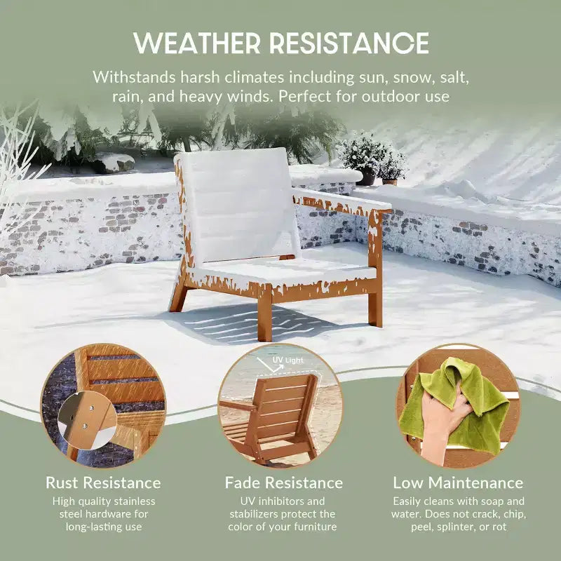 WestinTrends Avalon Fauteuil d'angle d'extérieur en PEHD, accoudoir à droite, avec coussins profonds