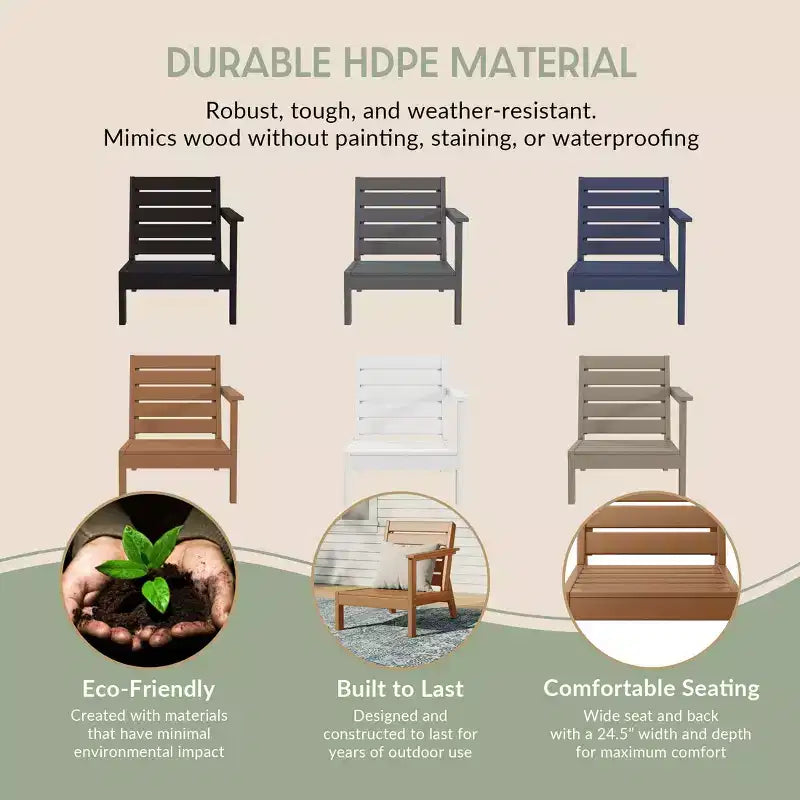 WestinTrends Avalon Fauteuil d'angle d'extérieur en PEHD, accoudoir à droite, avec coussins profonds