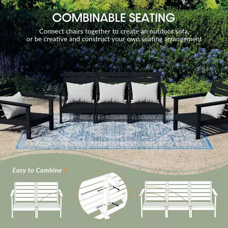 WestinTrends Avalon Fauteuil d'angle d'extérieur en PEHD, accoudoir à droite, avec coussins profonds