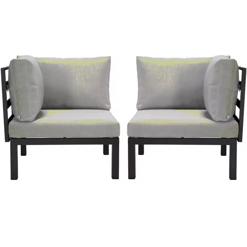LeisureMod 2-Piece Corner Chair Loveseat Upholstered in Polyester with Aluminum Frame and Removable Cushion Hamilton Collection