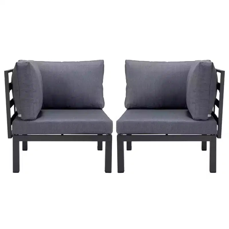 LeisureMod Canapé d'angle 2 places rembourré en polyester avec cadre en aluminium et coussin amovible Collection Hamilton