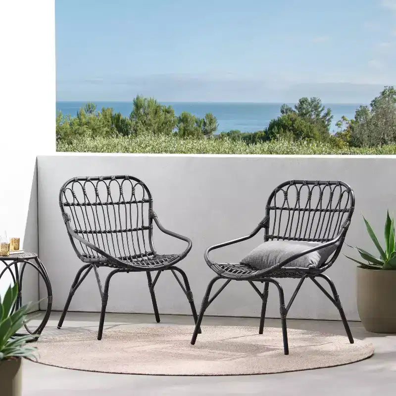 Fauteuils d'extérieur en osier Bohème GDFStudio Barrister (Lot de 2)