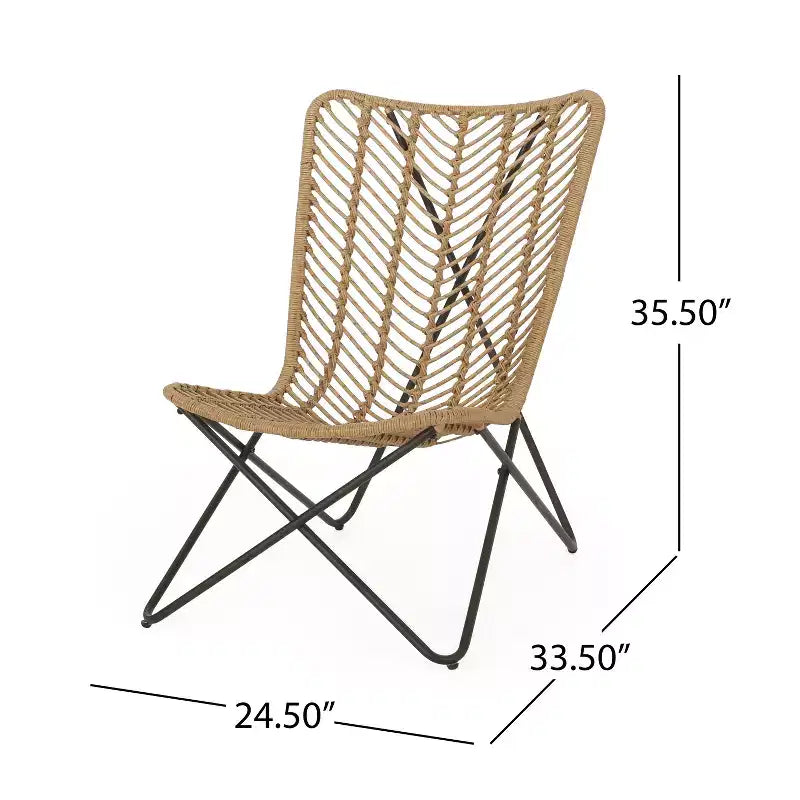 GDFStudio Juan Chaises d'appoint d'extérieur en osier et fer (lot de 2)