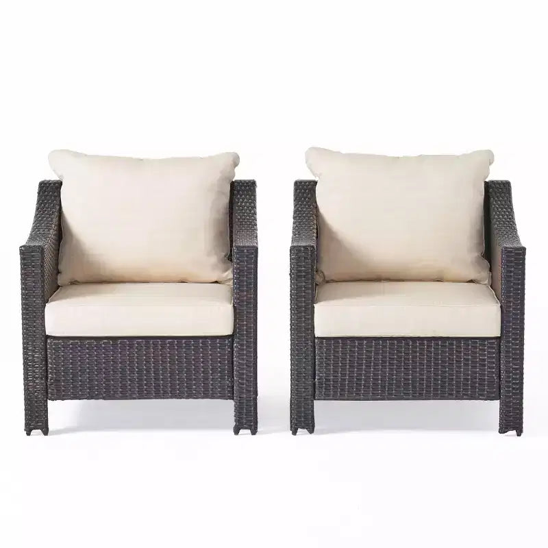 GDFStudio Vincent - Fauteuils de jardin en osier avec coussins (Lot de 2)