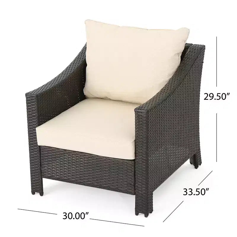 GDFStudio Vincent - Fauteuils de jardin en osier avec coussins (Lot de 2)