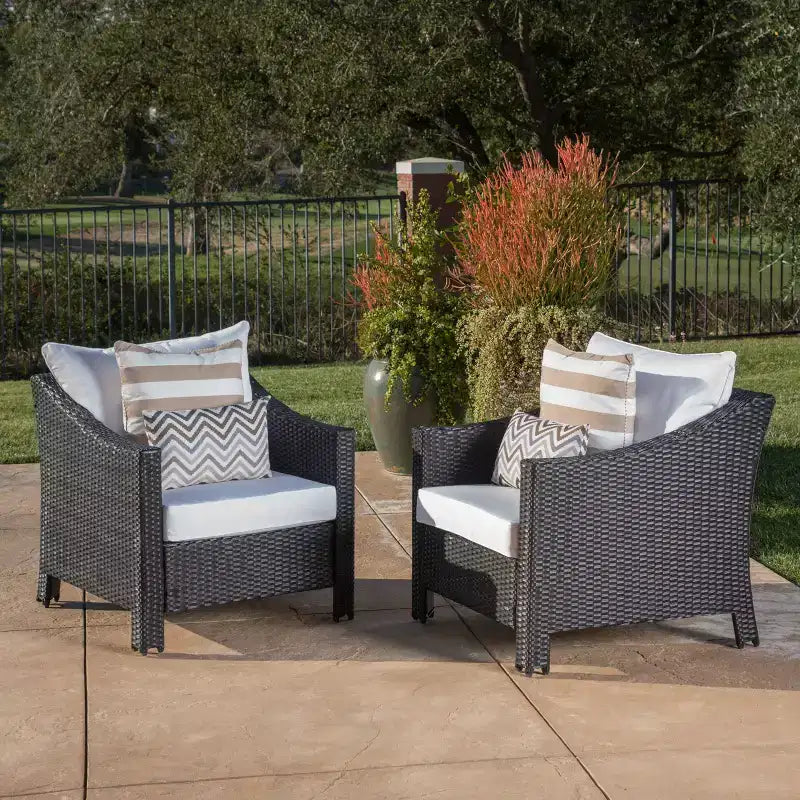 GDFStudio Vincent - Fauteuils de jardin en osier avec coussins (Lot de 2)
