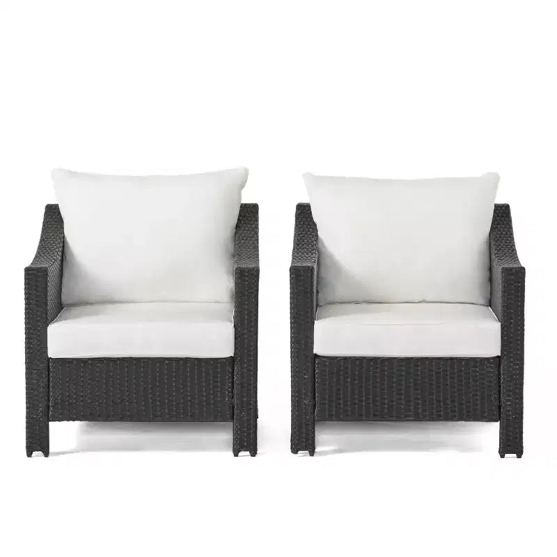 GDFStudio Vincent Outdoor Wicker Club Chairs with Cushions (Set of 2)