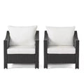 GDFStudio Vincent Outdoor Wicker Club Chairs with Cushions (Set of 2)