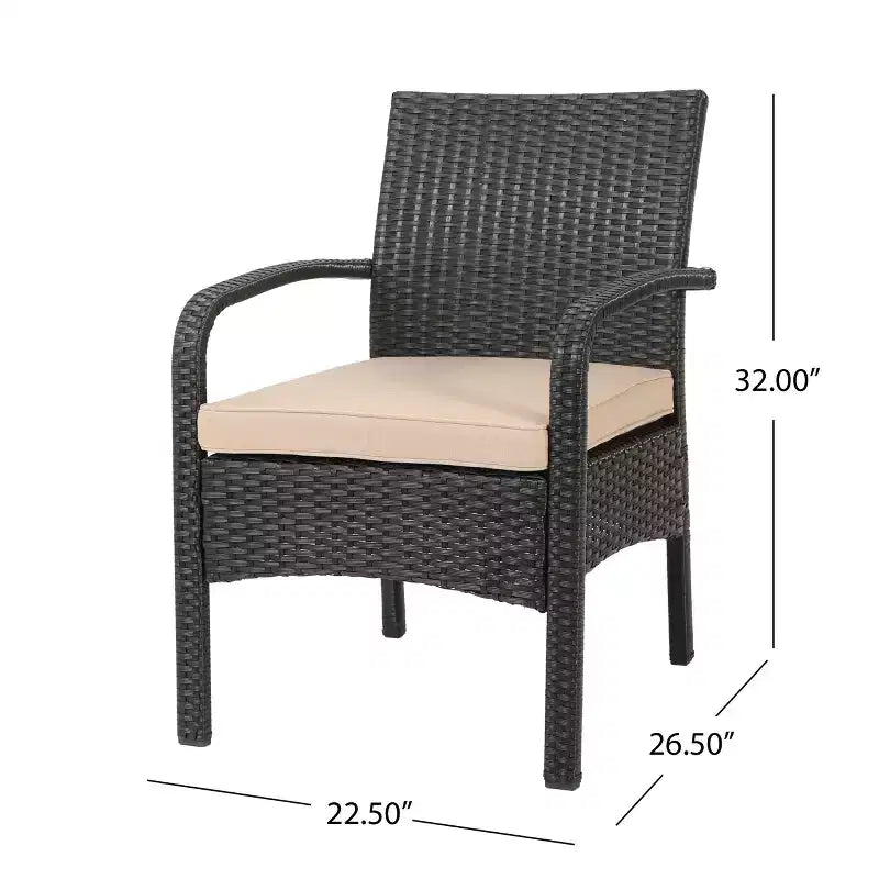 GDFStudio Kilburn Chaises de club d'extérieur en osier avec coussin (Lot de 2)