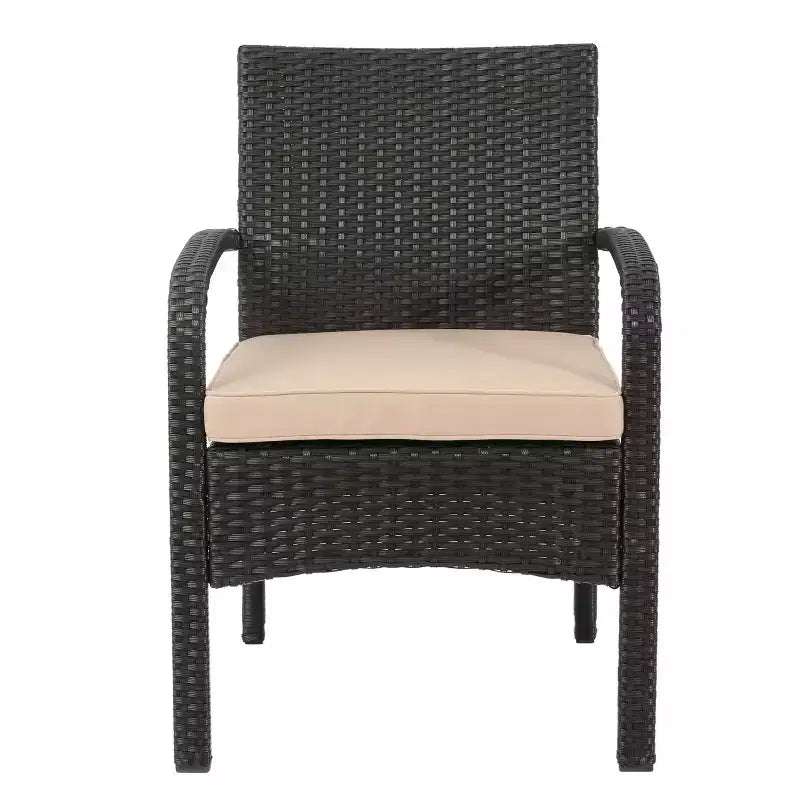 GDFStudio Kilburn Chaises de club d'extérieur en osier avec coussin (Lot de 2)