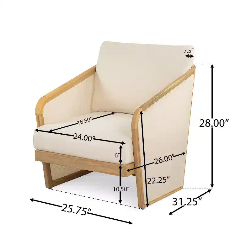 Christopher Knight Home Bendgn Fauteuil de club d'extérieur en bois d'acacia et textilène avec coussin, teck/beige