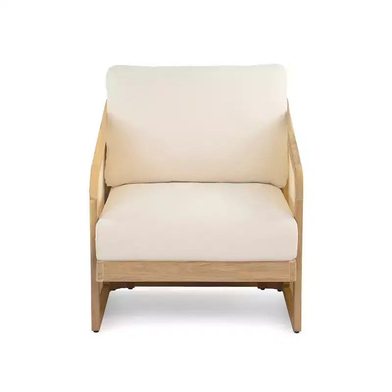 Christopher Knight Home Bendgn Fauteuil de club d'extérieur en bois d'acacia et textilène avec coussin, teck/beige