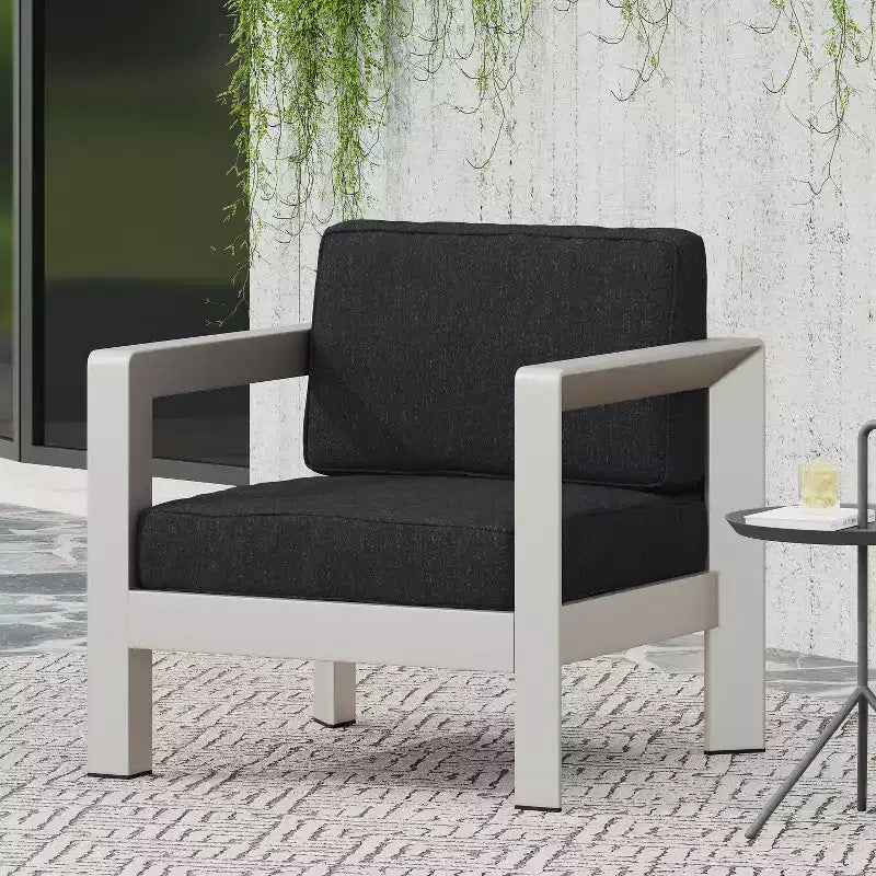 Christopher Knight Home Aviara Modern Outdoor Aluminum Club Chair with Cushions