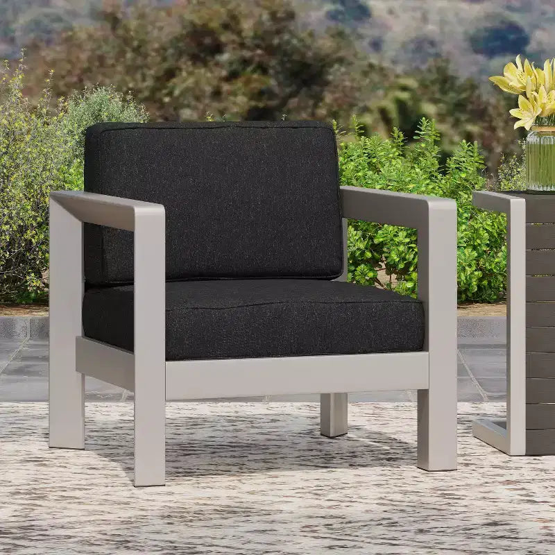 Christopher Knight Home Aviara Fauteuil de club d'extérieur moderne en aluminium avec coussins