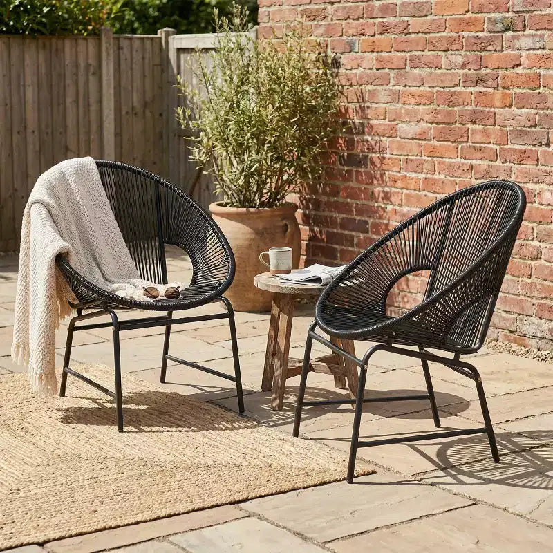GDFStudio Carver Outdoor Faux Rattan Acapulco Weave Club Chairs (Set of 2)