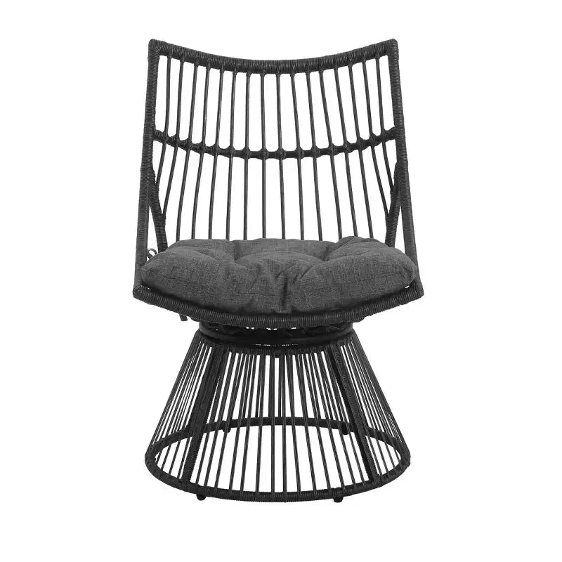 Fauteuil de club d'extérieur en osier bohémien GDFStudio Apulia avec coussins