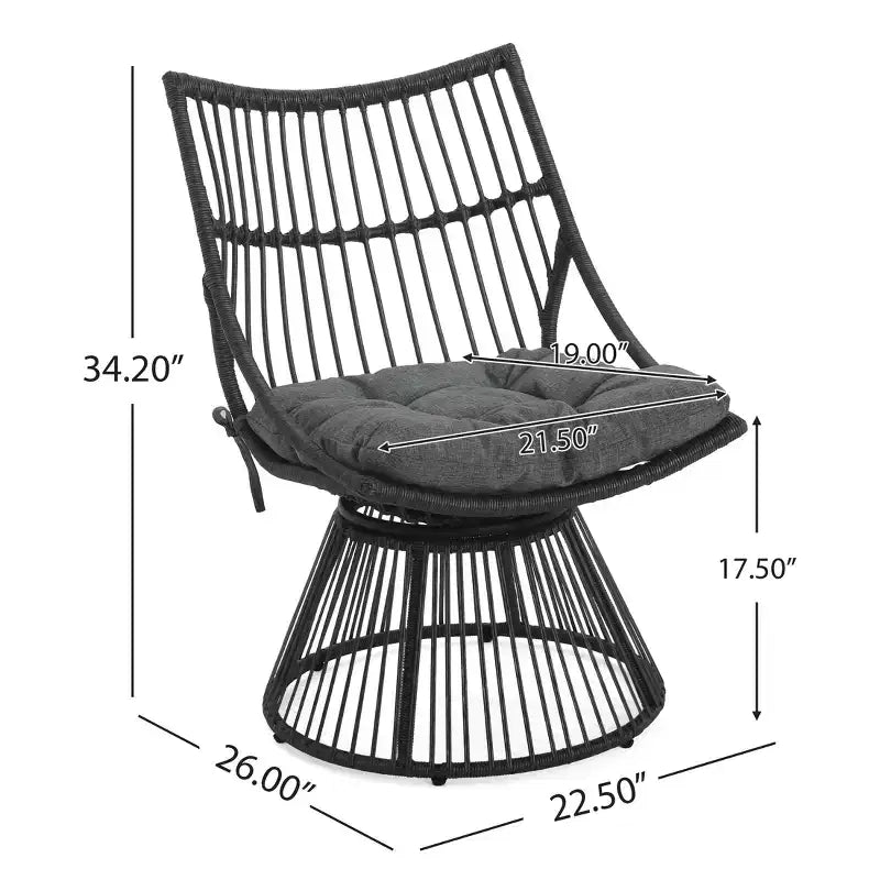 Fauteuil de club d'extérieur en osier bohémien GDFStudio Apulia avec coussins