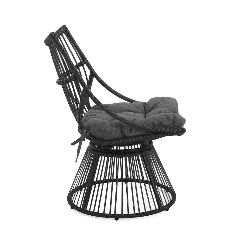 Fauteuil de club d'extérieur en osier bohémien GDFStudio Apulia avec coussins