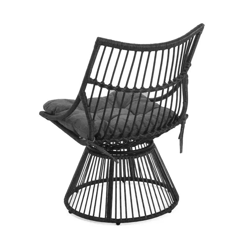 Fauteuil de club d'extérieur en osier bohémien GDFStudio Apulia avec coussins