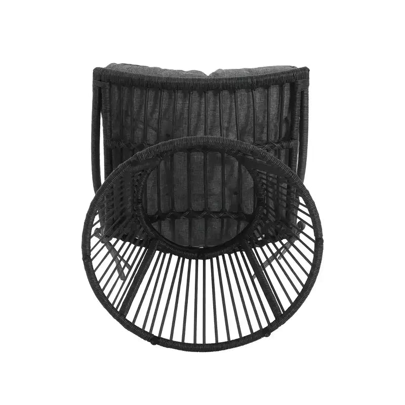 Fauteuil de club d'extérieur en osier bohémien GDFStudio Apulia avec coussins