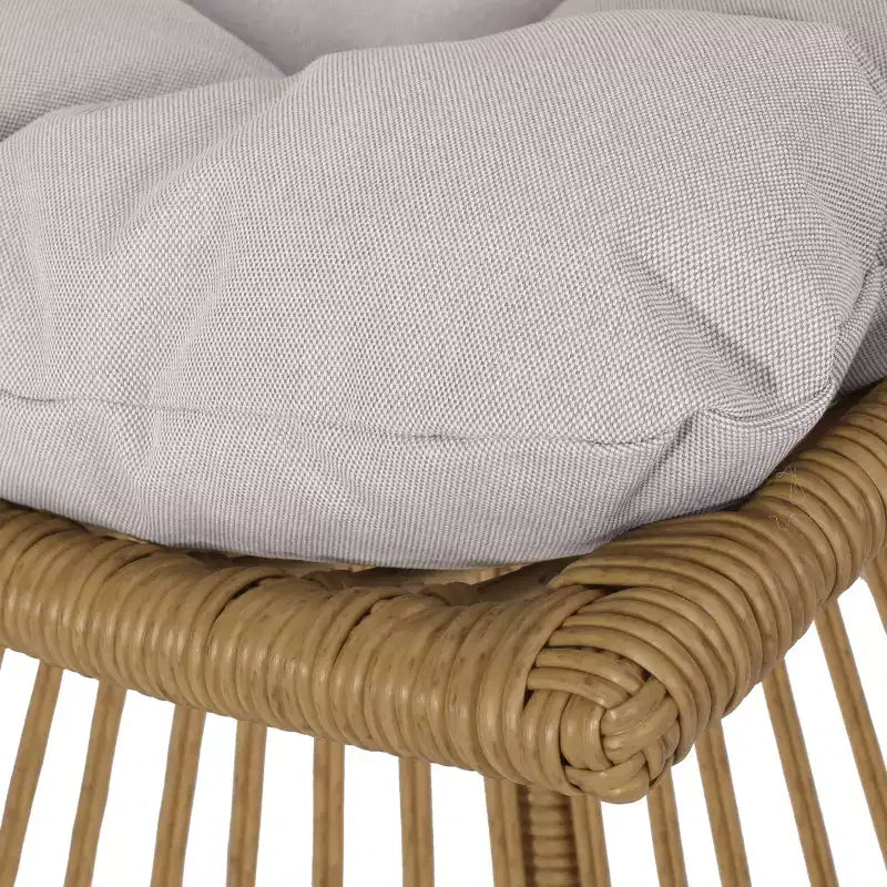 Fauteuil de club d'extérieur en osier bohémien GDFStudio Apulia avec coussins