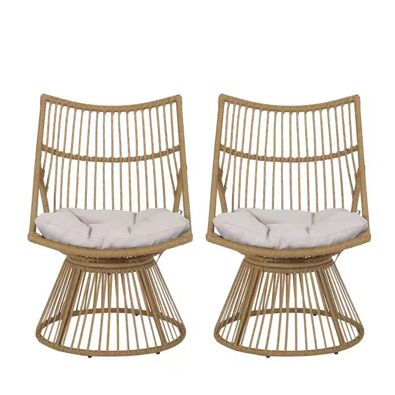 GDFStudio Apulia Bohemian Outdoor Wicker Club Chair with Cushions
