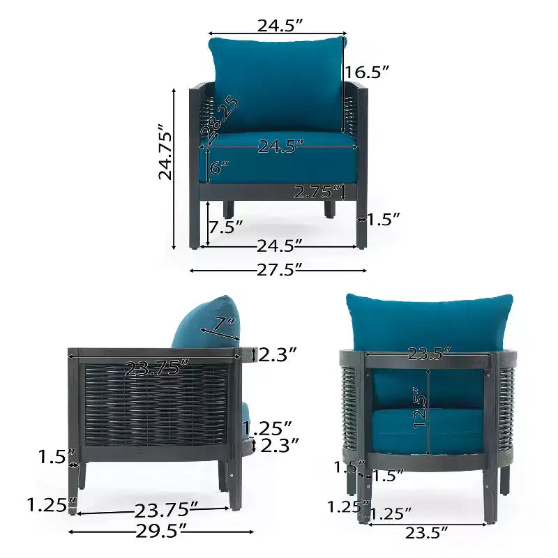 Fauteuil de jardin Christopher Knight Home Burchett en bois d'acacia et rotin avec coussins