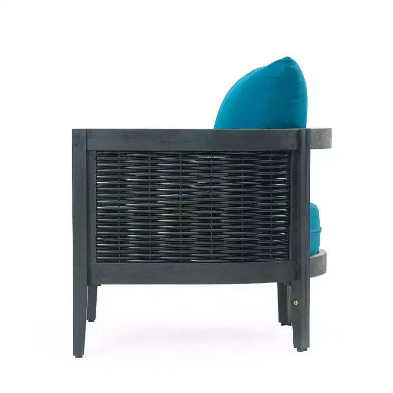 Fauteuil de jardin Christopher Knight Home Burchett en bois d'acacia et rotin avec coussins